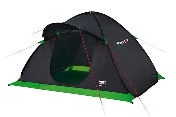 High Peak Swift 3 pop-up-telt med grønn bunn og bardunering